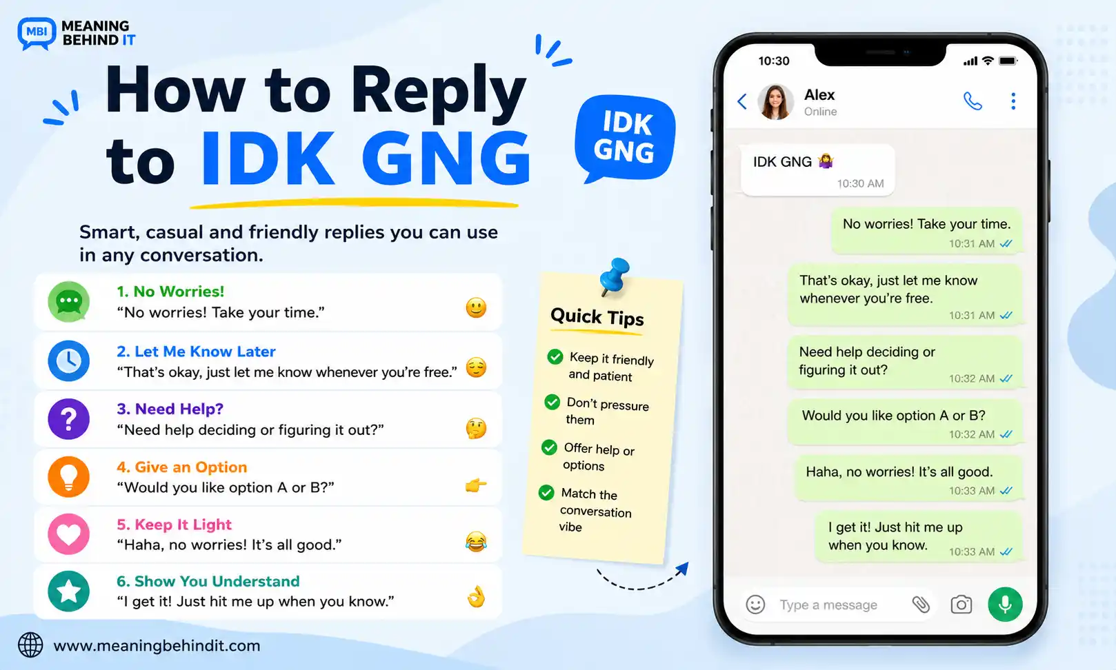 How to reply to IDK GNG